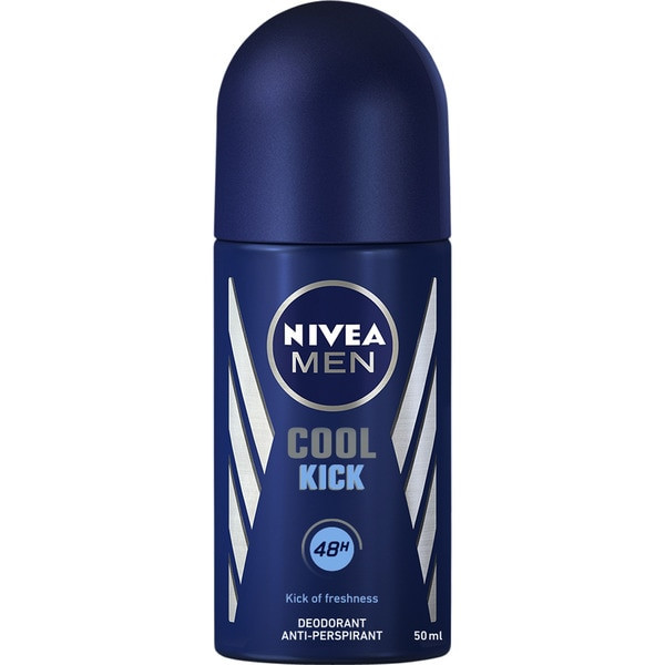 Nivea Men Roll On Antiperspirant & Deodorant Cool Kick 48 Hour Protection -  Alcohol Free, 50 ml / 1.69 oz 