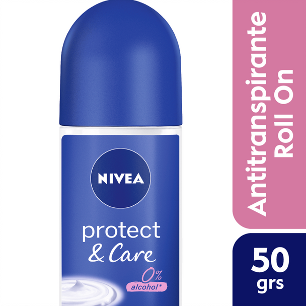 Nivea Lady Roll On Antiperspirant & Deodorant Protect & Care 48 Hour Protection -  Ethyl Alcohol Free, 50 ml / 1.69 oz 