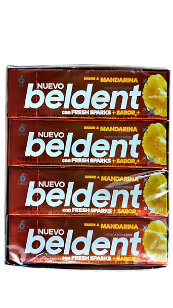 Beldent Chicle Mandarina Bubblegum with Fresh Sparks - No Sugar Added, 10 g / 0.35 oz (box of 20)