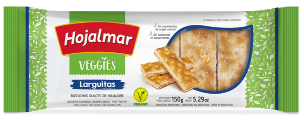 Hojalmar Veggies Larguitas Bizcochos Dulces de Hojaldre Sugar Sprinkled Finger Cookies Puff Pastry Biscuits, 150 g / 5.29 oz (pack of 3)