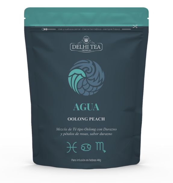 Delhi Tea Agua Oolong Peach Premium Thread Infusion with Rose Petals, Peach Flavored, 40 g / 1.41 oz 