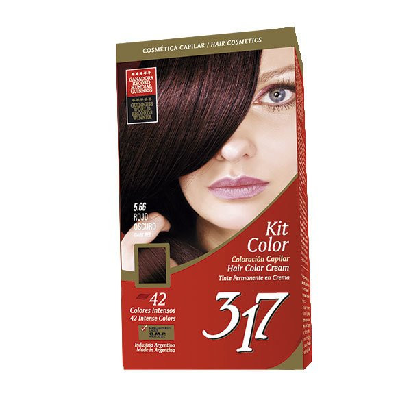 317 Kit Color Hair Tintura Capilar Cream Colouring Set Rojo Oscuro Dark Red