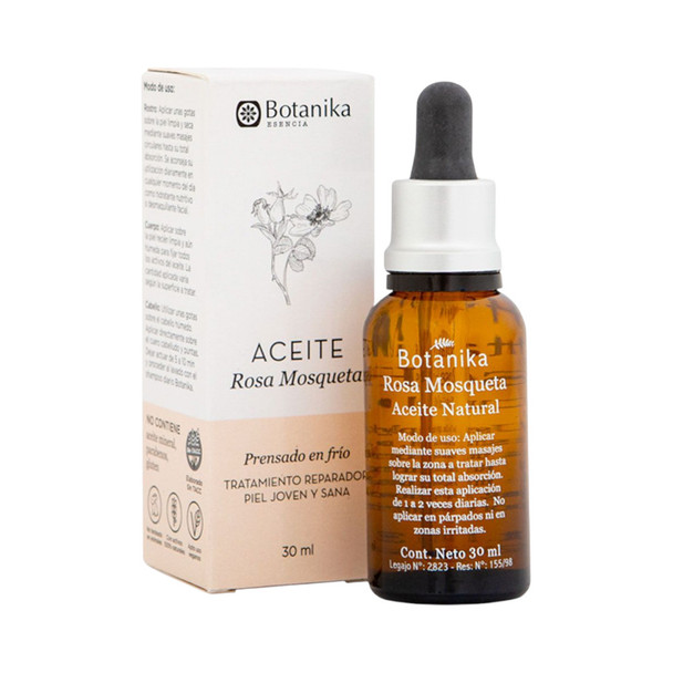 Botanika Aceite Natural de Rosa Mosqueta Oil Organic Rosehip, Jojoba, Olive, Almond, Carrot & Sunflower Oils, 30 ml / 1.01 fl oz