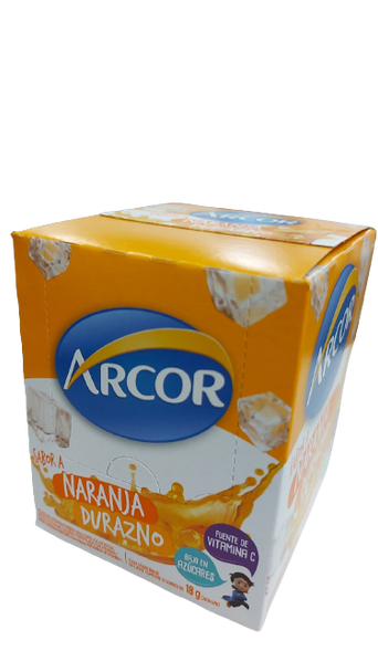 Jugo Arcor Sabor Naranja Durazno Powdered Juice Orange & Peach Flavor, 18 g /  0.63 oz (box of 18)