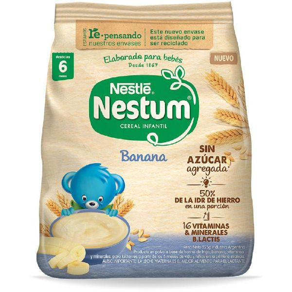 Nestum Banana Baby Food Powder Made with Wheat Flour Banana Flavor, 225 g / 7.9 oz bag