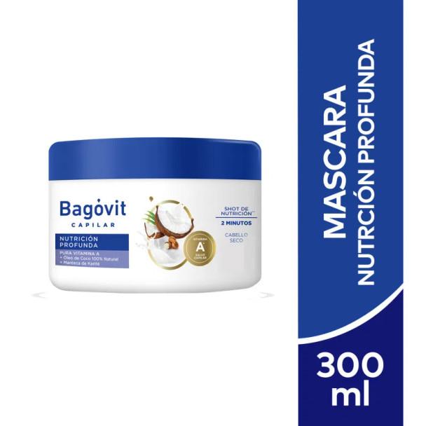 Bagóvit A Máscara Capilar Shot de Nutrición Profunda with Vitamin A, Coconut & Shea Butter, 300 ml / 10.14  fl oz
