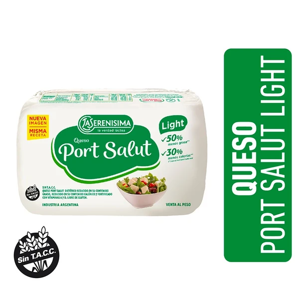La Serenísima Light Queso Port Salut Semisoft Port Salut Cheese Savory & Sweet Port Du Salut Gluten Free, 500 g / 1.1 lb (approx)