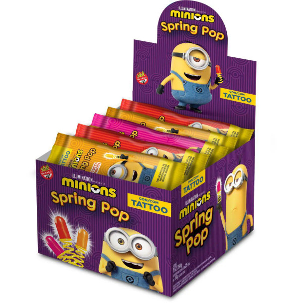 Spring Pop Minions Chupetines Hard Lollipops Assorted Flavors 350 g / 12.34 oz (box of 25 units)