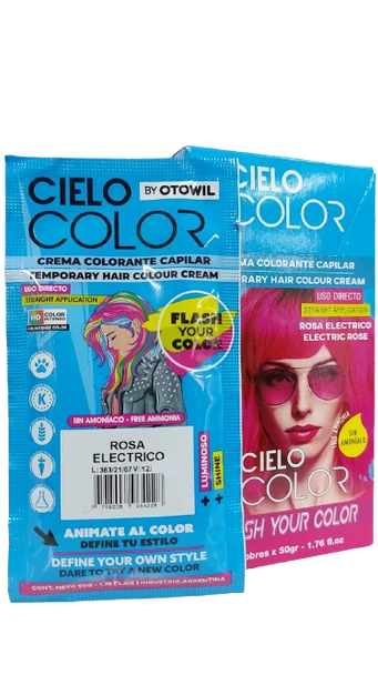 Otowil Fantasy Dye Sky Color Tintura Capilar Cream Colouring Straight Application, Rosa Eléctrico / Electric Rose, Gluten Free 50 g / 1.76 fl. oz 