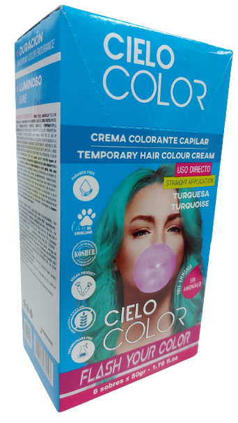 Otowil Fantasy Dye Sky Color Tintura Capilar Cream Colouring Straight Application, Turquesa / Turquoise, Gluten Free 50 g / 1.76 fl. oz (box of 6)