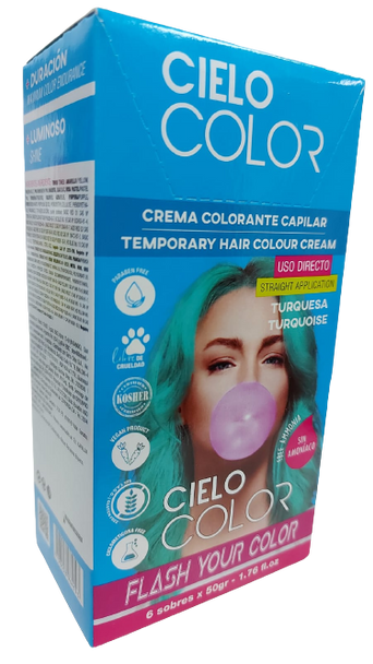 Otowil Fantasy Dye Sky Color Tintura Capilar Cream Colouring Straight Application, Turquesa / Turquoise, Gluten Free 50 g / 1.76 fl. oz (box of 6)