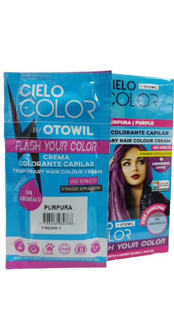 Otowil Fantasy Dye Sky Color Tintura Capilar Cream Colouring Straight Application, Púrpura / Purple, Gluten Free 50 g / 1.76 fl. oz 