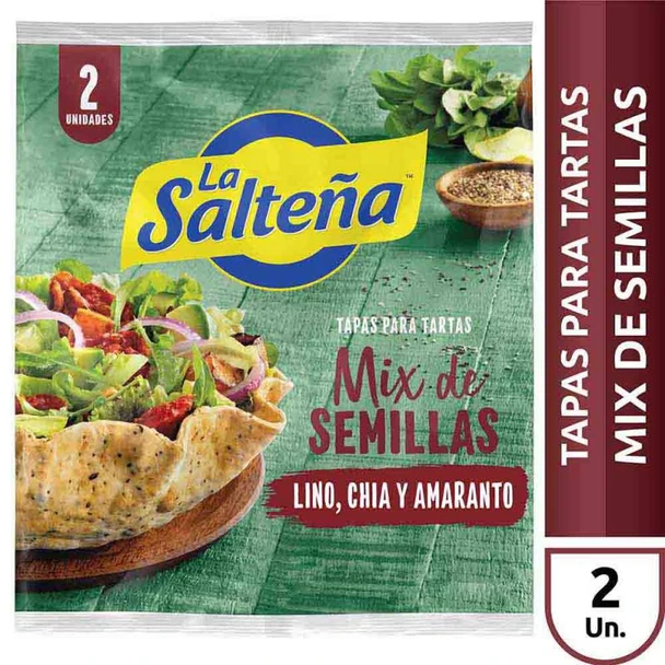 La Salteña Tapa Pascualina Tartas Mix de Semillas Puff Pastry Dough Discs for Pie Tart with Seeds, 3 packs x 2 discs (6 total discs)