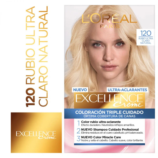 L'Oréal Paris Kit de Coloración Ultra Aclarante Rubio Claro Natural Lightening Coloring Kit 120 Natural Light Blonde