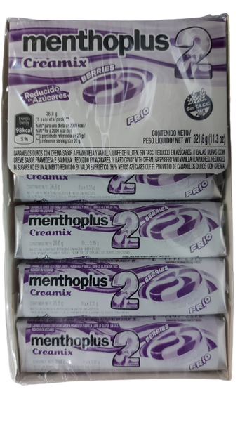 Menthoplus 2 Creamix Frío Berries, Cold Creamy Berry Lyptus Hard Candy , 26.8 g / 0.94 oz ea (box of 12)