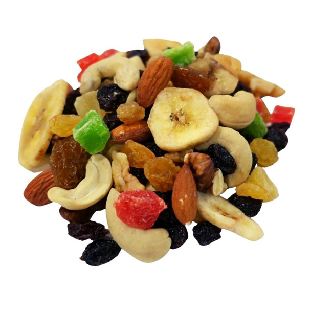 Mix Tropical Mixed Raisins, Cubed Pineapple, Banana Chips, Cubed Papaya, Peeled Walnuts, Almonds, Pistachio & Cashew Chestnuts, 1 kg / 2.2 lb bag