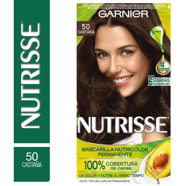 Nutrisse Garnier Kit de Coloración con 4 Aceites 50 Castaño / Light Brown Deep Coloring Kit with 4 Oils