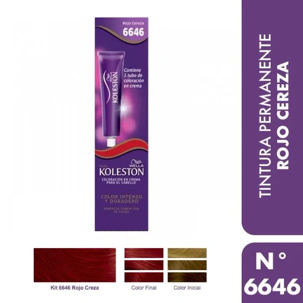 Koleston Color Intenso Duradero Rojo Cereza Dye N° 6646 Cherry Red / Long Lasting Permanent Color Cream