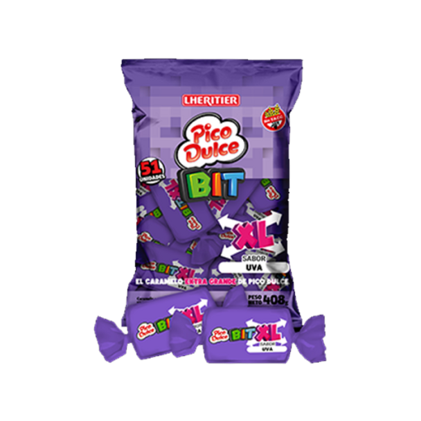 Pico Dulce Uva Caramelos Masticables XL Soft Chewy Candies Grape Flavor XL Size - Gluten Free, 408 g / 14.1 oz