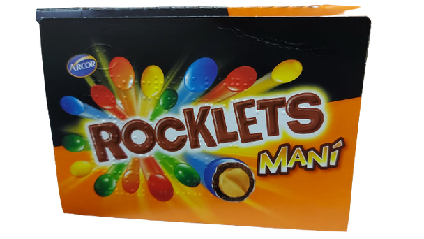 Rocklets Maní Confites Candied Peanut Chocolate Sprinkles, 40 g / 1.41 oz (box of 16)