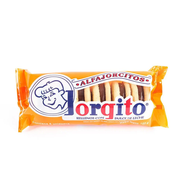 Jorgito Alfajorcitos Maicena Small Cornstarch Alfajor with Dulce de Leche Caramel Filling , 6 units