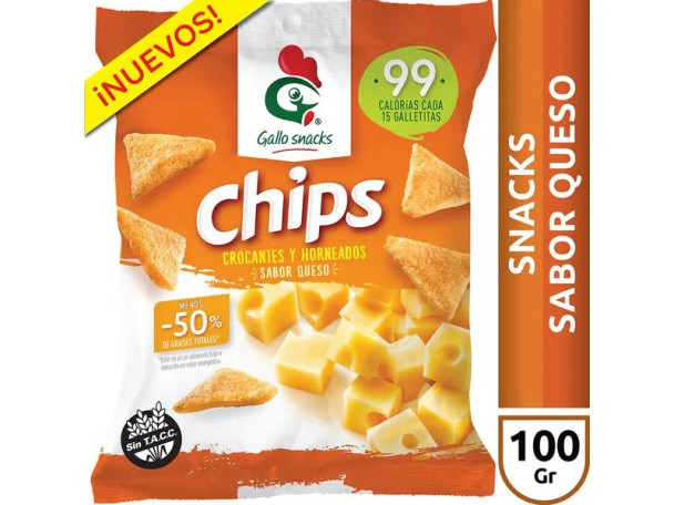Gallo Chips Crocantes y Horneadas Baked & Crunchy Snack Cheese Flavor Rice Snacks - Gluten Free, 100 g / 3.5 oz ea (pack of 3)