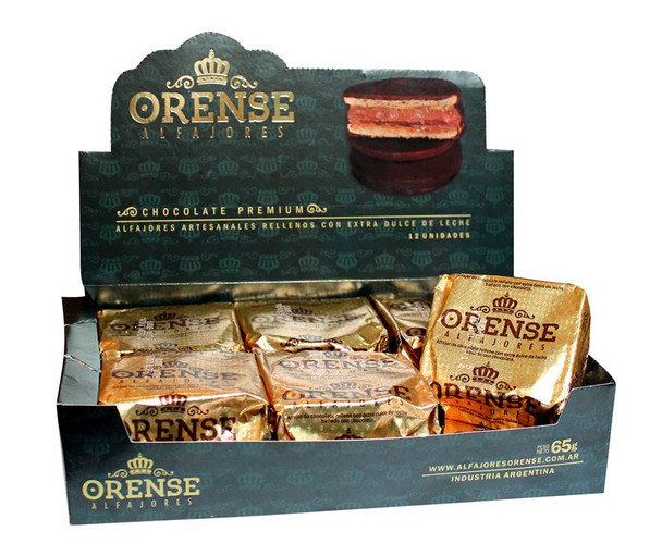 Orense Alfajores Dark Premium Chocolate with Dulce de Leche from Córdoba, 835 g / 29.45 oz (box of 12)