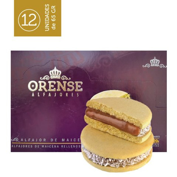 Orense Alfajor Cornstarch Maicena with Grated Coconut and Dulce de Leche, 775 g / 27.33 oz  (box of 12)