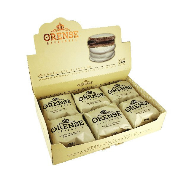 Orense Alfajores White Chocolate with Dulce de Leche, 775 g / 27.33 oz (box of 12)
