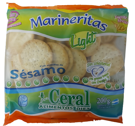 Ceral Marineritas Light con Semillas de Sésamo, Sesame Seeds Crackers Cholesterol Free, 200 g / 7.05 oz 