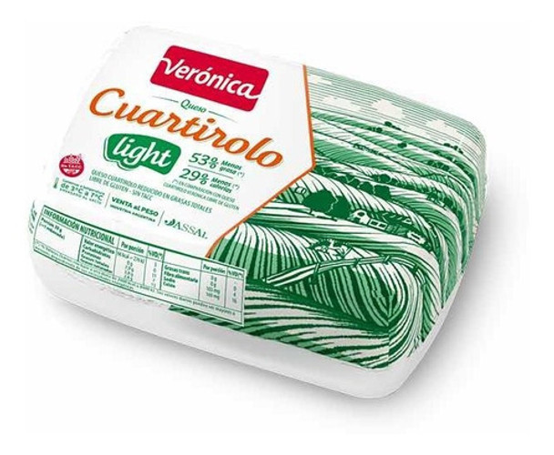 Verónica Queso Cuartirolo Light Trozado Semi-Hard Cheese Cuartirolo Light Pasta Semi-Dura - Gluten Free, 500 g / 17.37 oz sealed pack