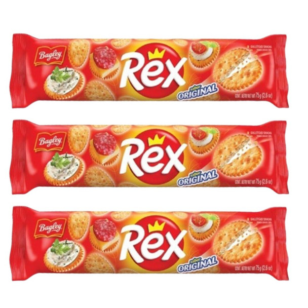 Rex Cheese Snack Crackers Original Flavor Gear Shape, 75 g / 2.64 oz (pack of 3)