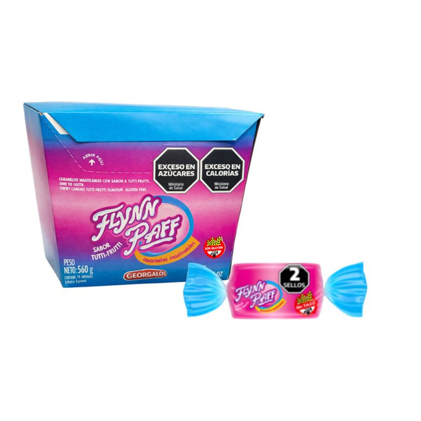 Georgalos Flynn Paff Tutti Frutti Chewy Candy Display Box, 560 g / 19.75 oz (70 Units)