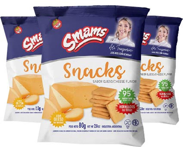 Smams Snacks Sabor Queso Cheese Flavored Snack Cookies Gluten Free & Kosher, 80 g / 2.82 oz (pack of 3)