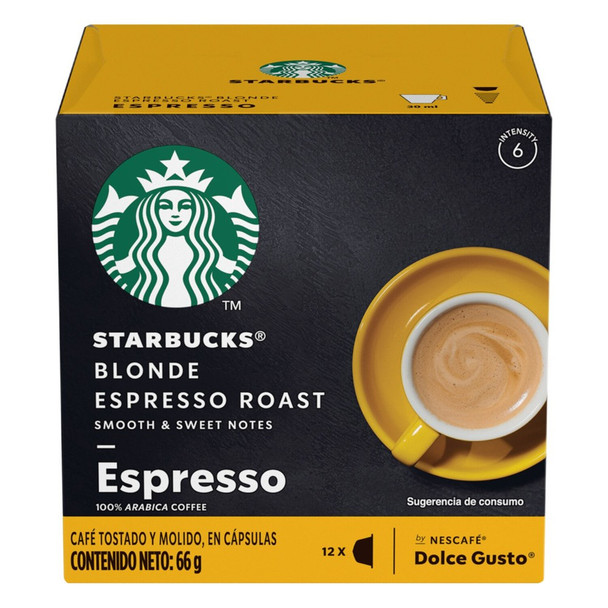 Nescafé Dolce Gusto Starbucks Espresso Café Tostado Molido En Cápsulas Coffee Capsules 100% Arabic, 5.5 g / 0.2 oz each (box of 12)
