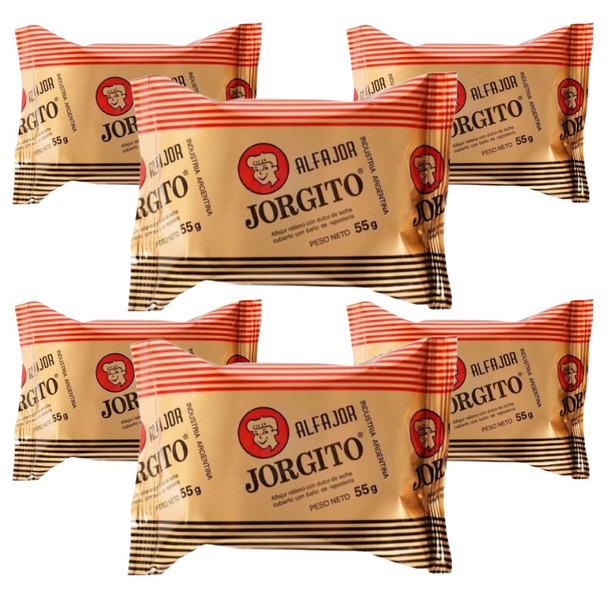 Alfajor Jorgito Negro Dulce de Leche w/ Chocolate Coating, 55 g / 1.94 oz (pack of 6)