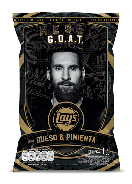 Lay's Papas Goat Messi Queso y Pimienta Potatoes Chips Cheese & Pepper Flavor - Limited Edition, 41 g / 1.44 oz bag