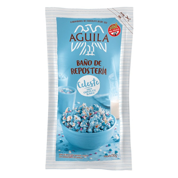 Águila Celeste White Chocolate Coating Confectioner's Baño de Repostería Celeste Gluten Free, 150 g  / 5.2 oz pouch