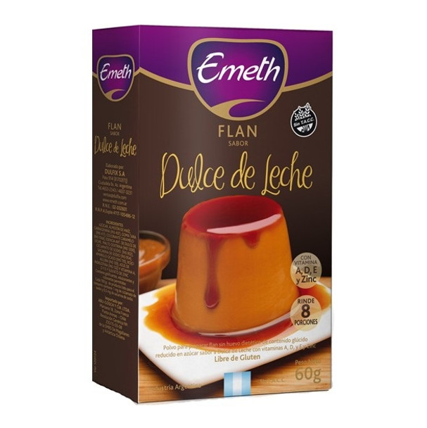 Emeth Flan Dulce de Leche Powder Ready to Make Flan, 8 servings per pouch - Gluten Free, 60 g / 2.12 oz ea 