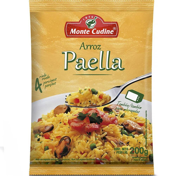 Monte Cudine Arroz Paella Spanish Paella Rice, 200 g / 7 oz bag for 4 servings
