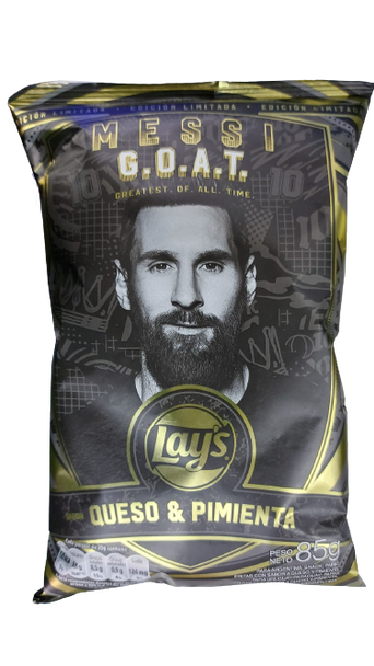 Lay's Papas Goat Messi Queso y Pimienta Potatoes Chips Cheese & Pepper Flavor - Limited Edition, 85 g / 2.99 oz bag