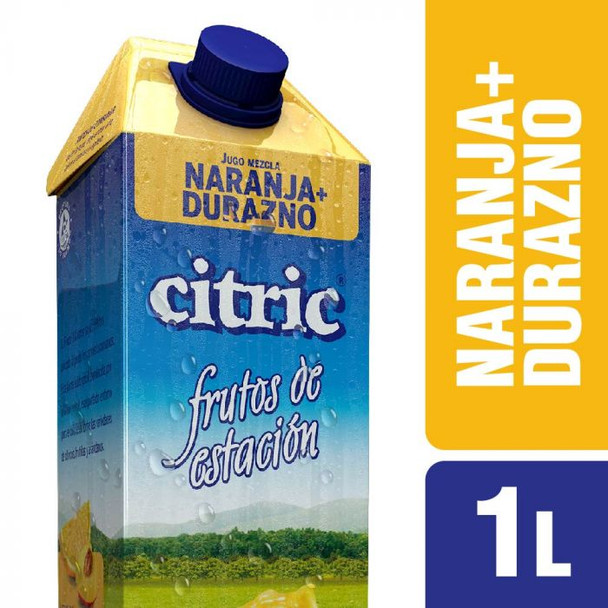 Citric Jugo de Naranja Durazno Peach Orange Juice with Natural Pulp, 1 l / 33.8 fl oz