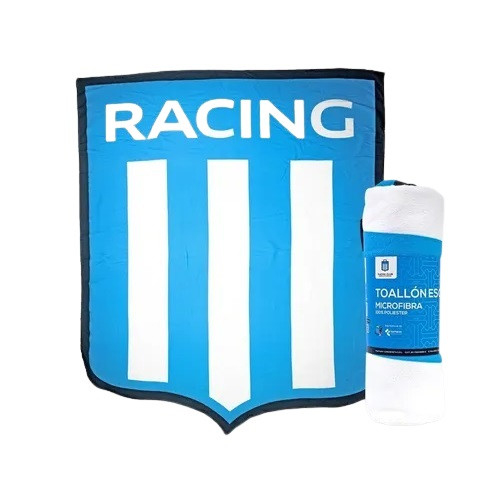 Toallón Gigante Racing Club Giant Microfiber Towel Soccer Team Shield Large Bathroom Washcloth, 170 cm x 140 cm / 66.9" x 55.1"