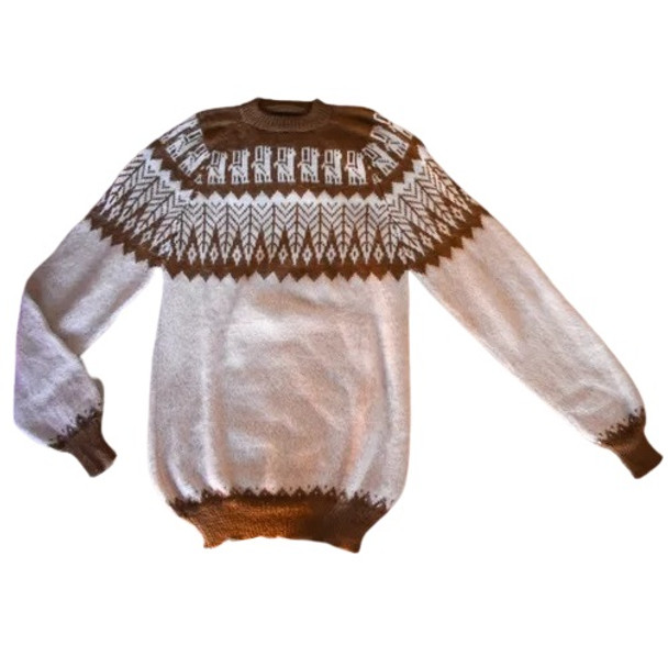 Sweater Norteño Lana de Alpaca Marrón y Blanco Brown & White Alpaca Wool Sweater Traditional Argentinian Jumper (Various Sizes Available)