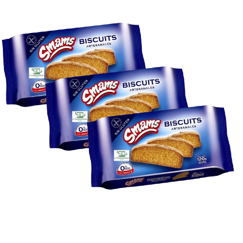 Smams Biscuits Artesanales, Sweet Biscuits, Gluten Free & Kosher Cookies, 120 g / 4.23 oz (pack of 3)