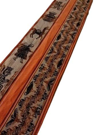 Caminito de Aguayo Norteño Marrón Mantel Rectangular Coffee Tablecloth Northern Argentinian Stlye Tea Table Cloth Cover, 110 cm x 24 cm / 43.3" x 9.44" (Brown)