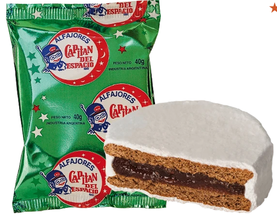 Capitán del Espacio Membrillo Alfajor Quince Jelly Filling Sugar Coating  Difficult to Find (pack of 6)