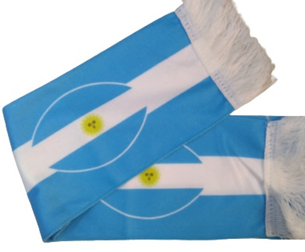 Bufanda Friza Argentina Con Sol White & Lightblue Soft Scarf  Argentinian Flag Design, 125 cm x 10 cm / 49.2" x 3.93"