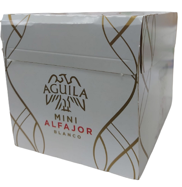 Águila Mini Alfajor de Chocolate Blanco Mini White Chocolate Cake with Dulce de Leche Filling, 480 g / 16.9 oz (20 units)