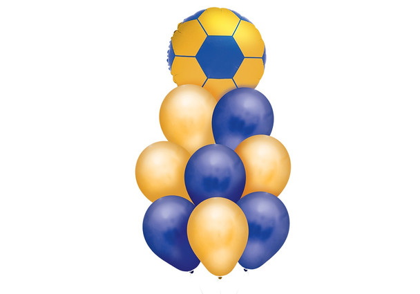 Set Globos Boca Juniors 9-Piece Premium Balloon Set Mylar & Latex Balloon Set with Silver Ribbon Blue & Yellow Balloons for Party Decorations